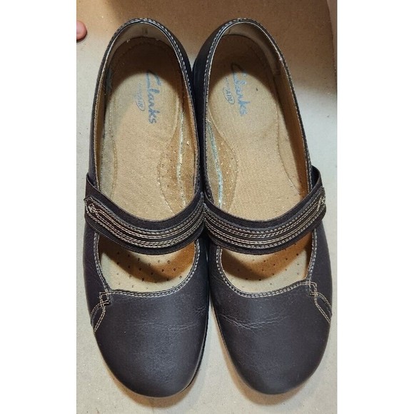 Clarks Active Air Geraldine Mary Jane Brown Leather Flats 10M‎ - Picture 13 of 13